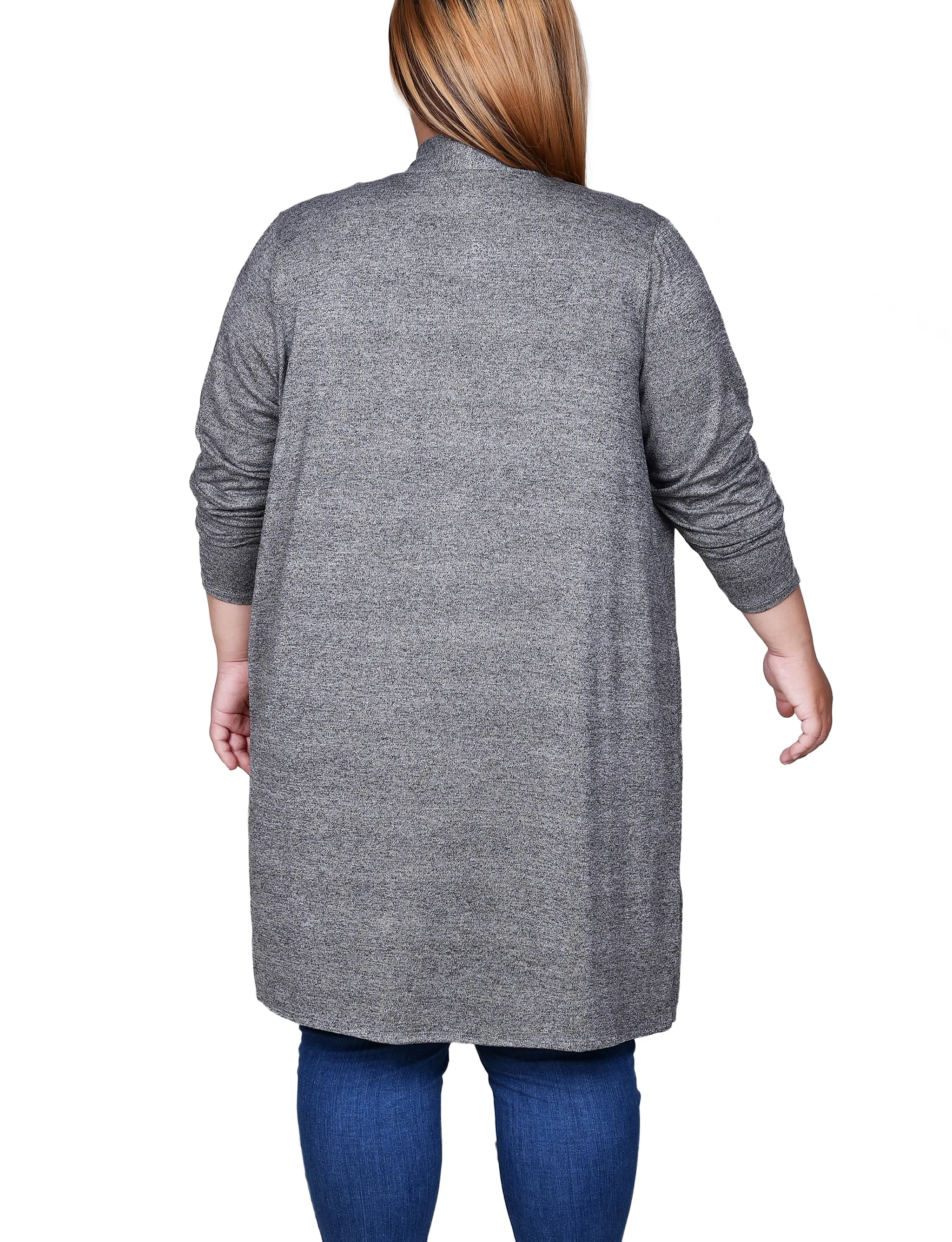 Charcoal Long Sleeve Pocketed Cardigan - Plus sold by Dress Barn product image thumbnail 4
