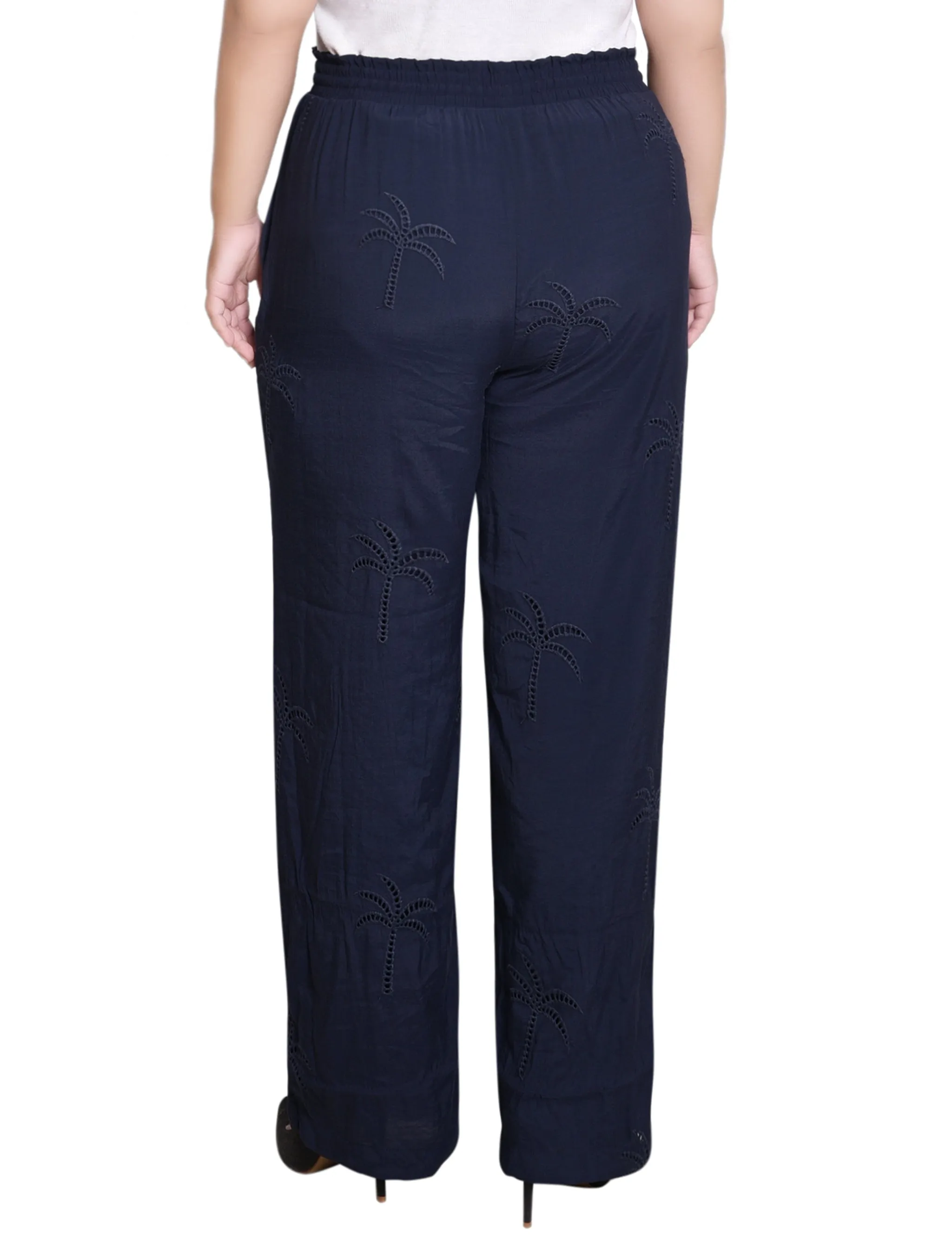Navy Pull On Pants With Embroidery - Plus sold by Dress Barn product image thumbnail 4