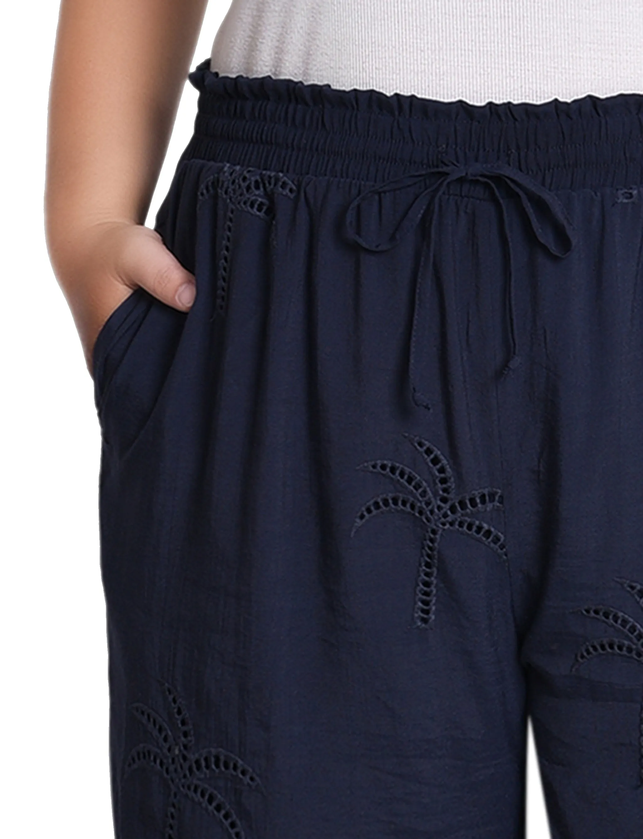 Navy Pull On Pants With Embroidery - Plus sold by Dress Barn product image thumbnail 2