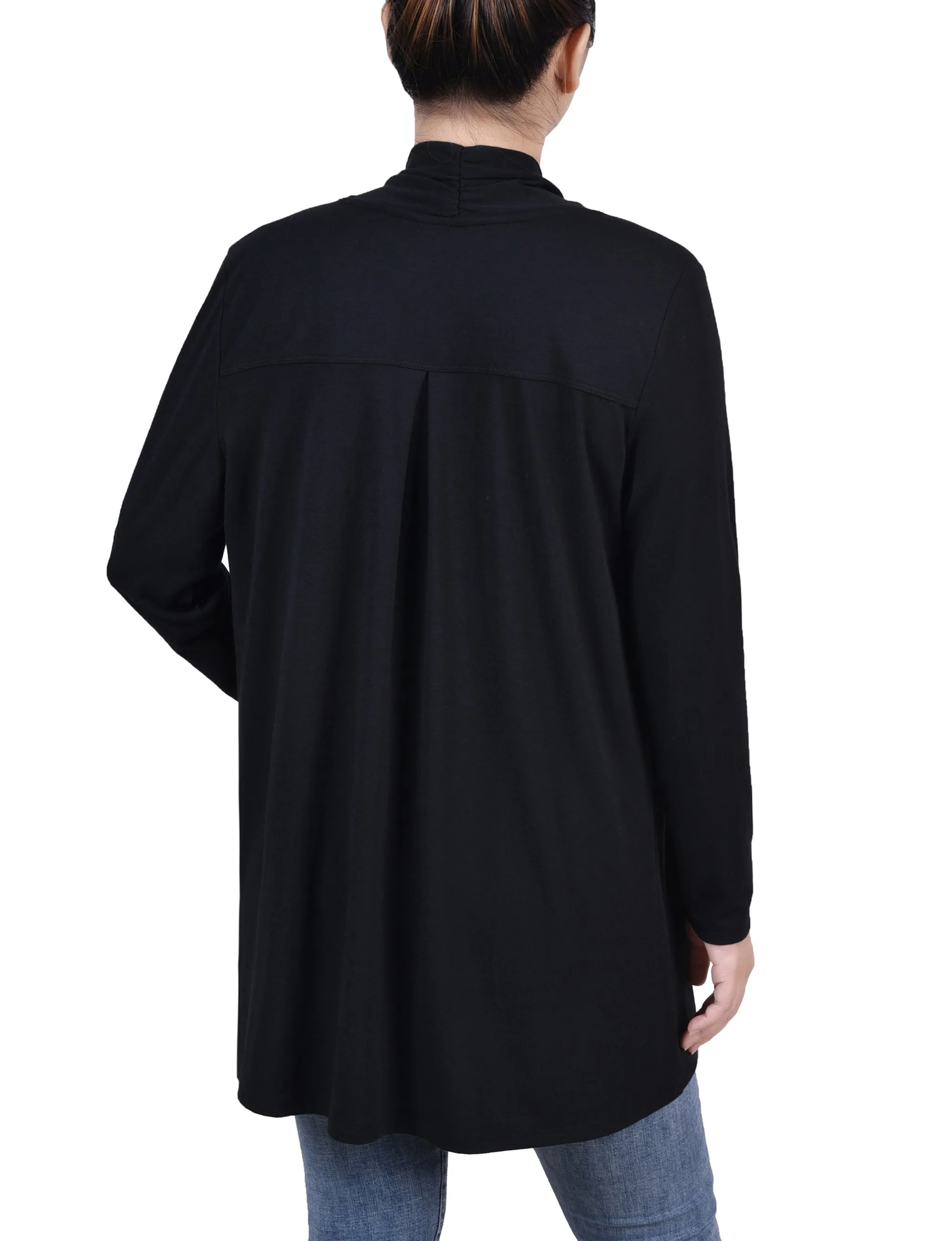 Black Long Sleeve Collared Cardigan sold by Dress Barn product image thumbnail 4