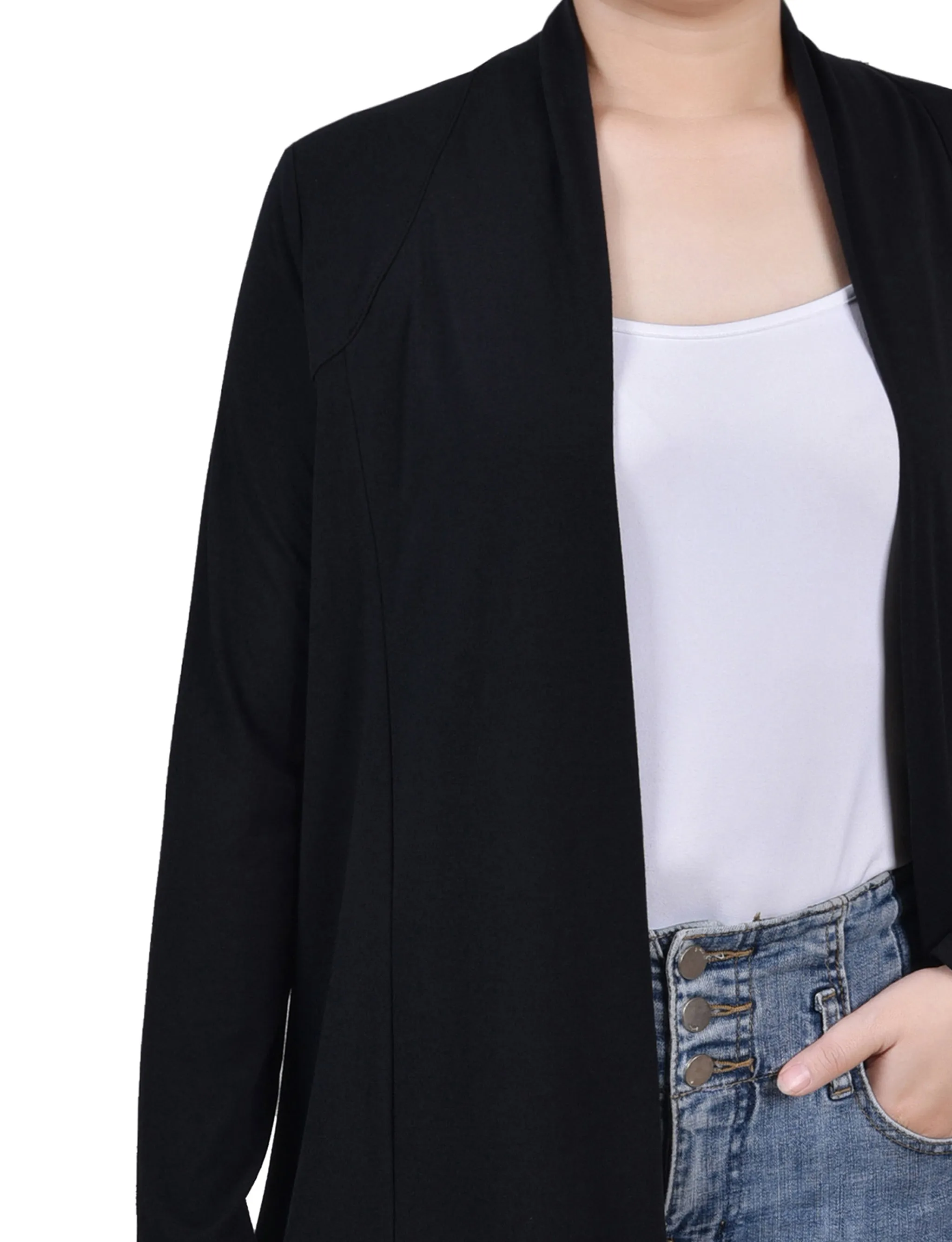 Black Long Sleeve Collared Cardigan sold by Dress Barn product image thumbnail 2
