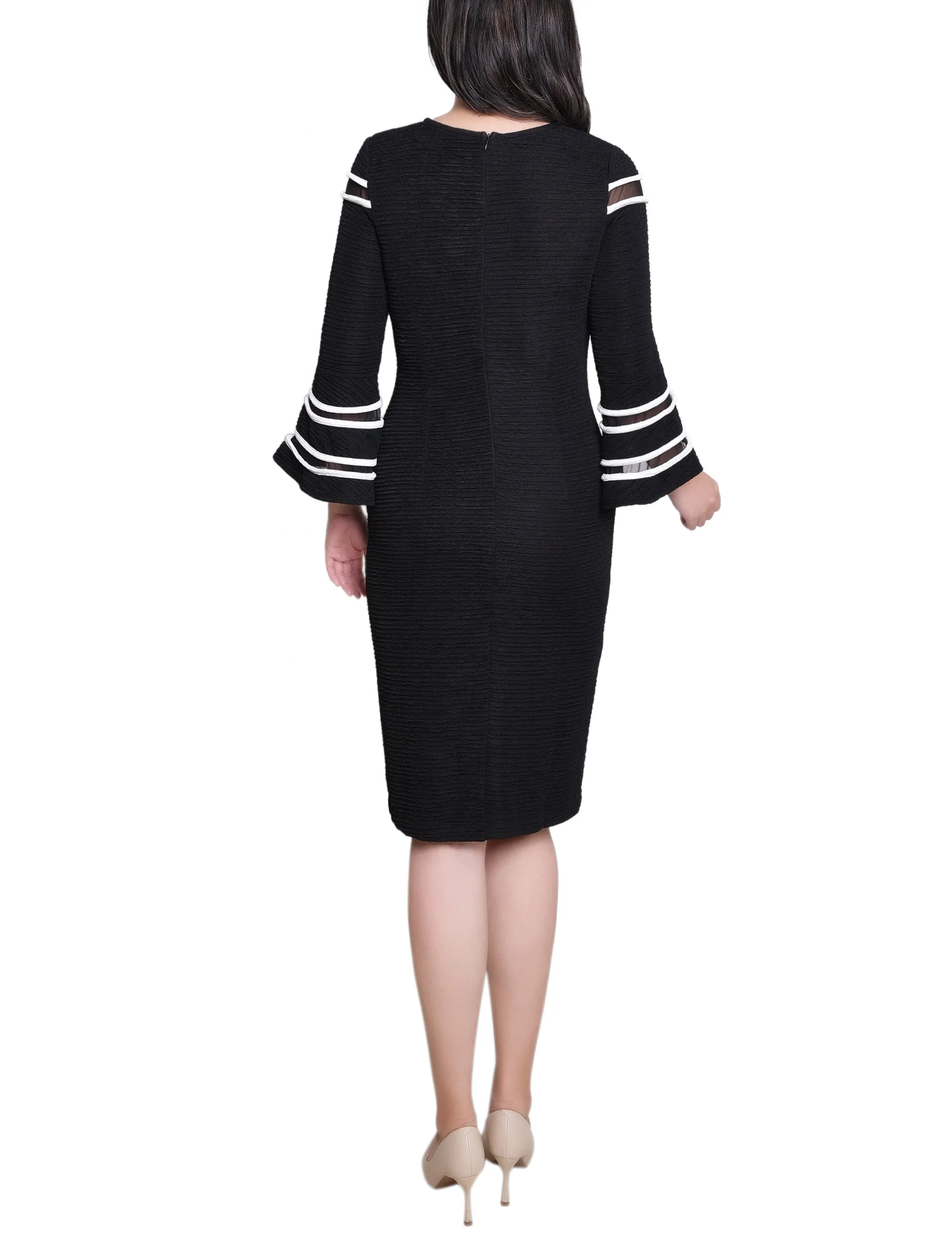 Black White Long Bell Sleeve Dress With Contrast Striping sold by Dress Barn product image thumbnail 4