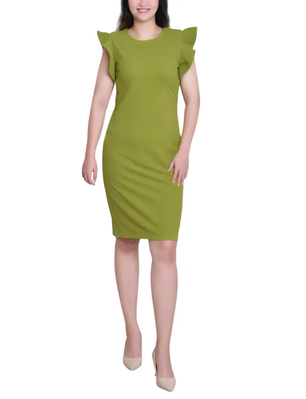 Kay Green Ruffle Sleeve Scuba Dress sold by Dress Barn