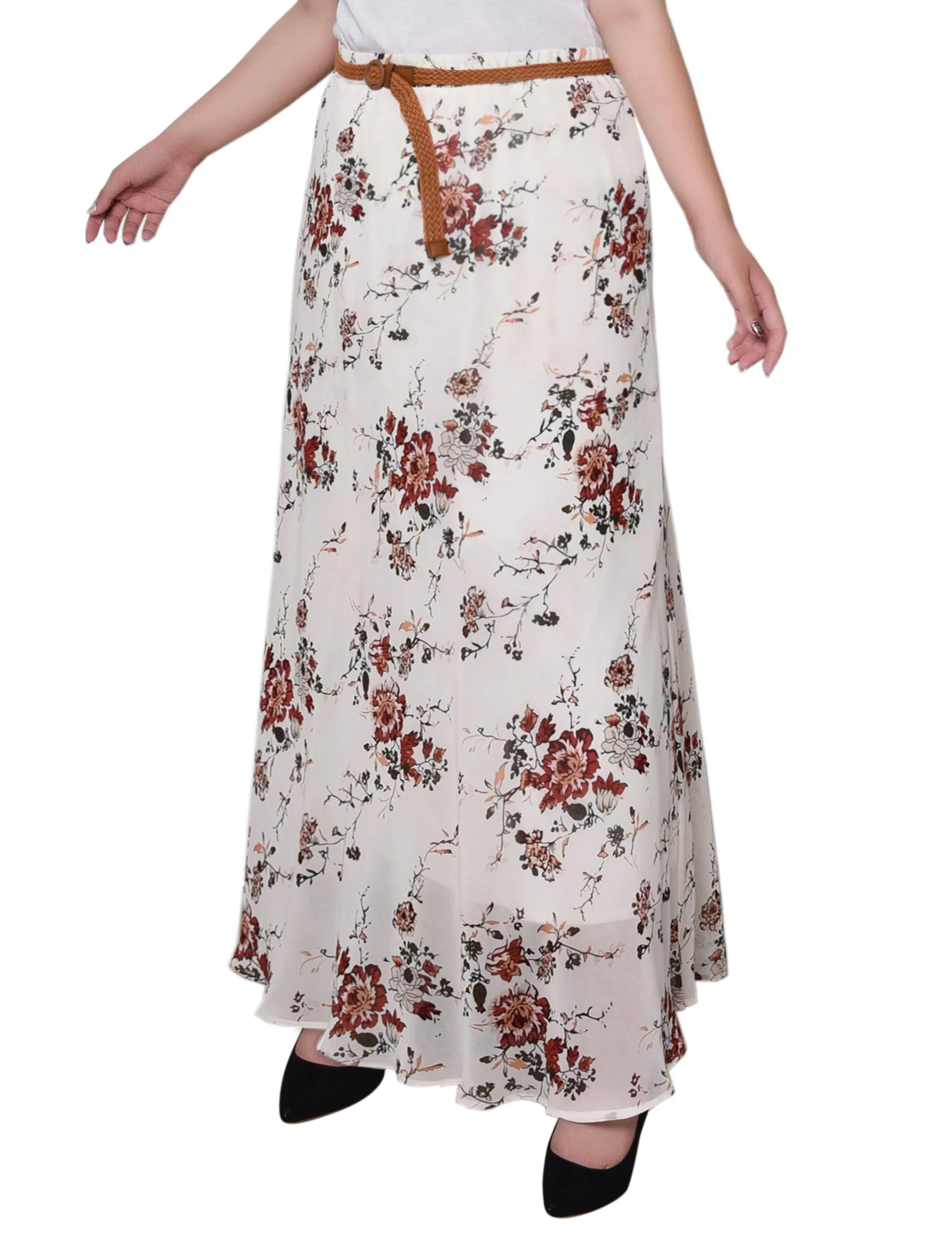 Ivory Floral Chiffon Maxi Skirt - Plus sold by Dress Barn product image thumbnail 2
