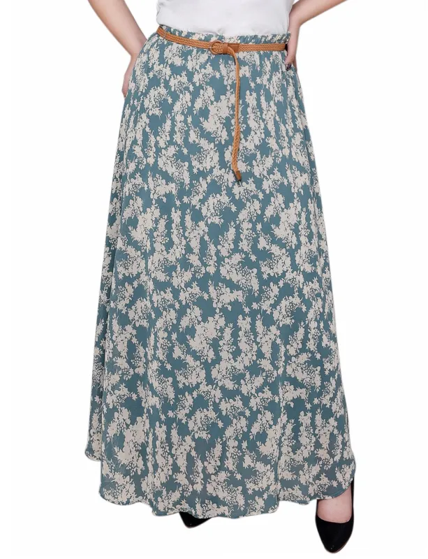Sage Ivory Floral Chiffon Maxi Skirt - Plus sold by Dress Barn