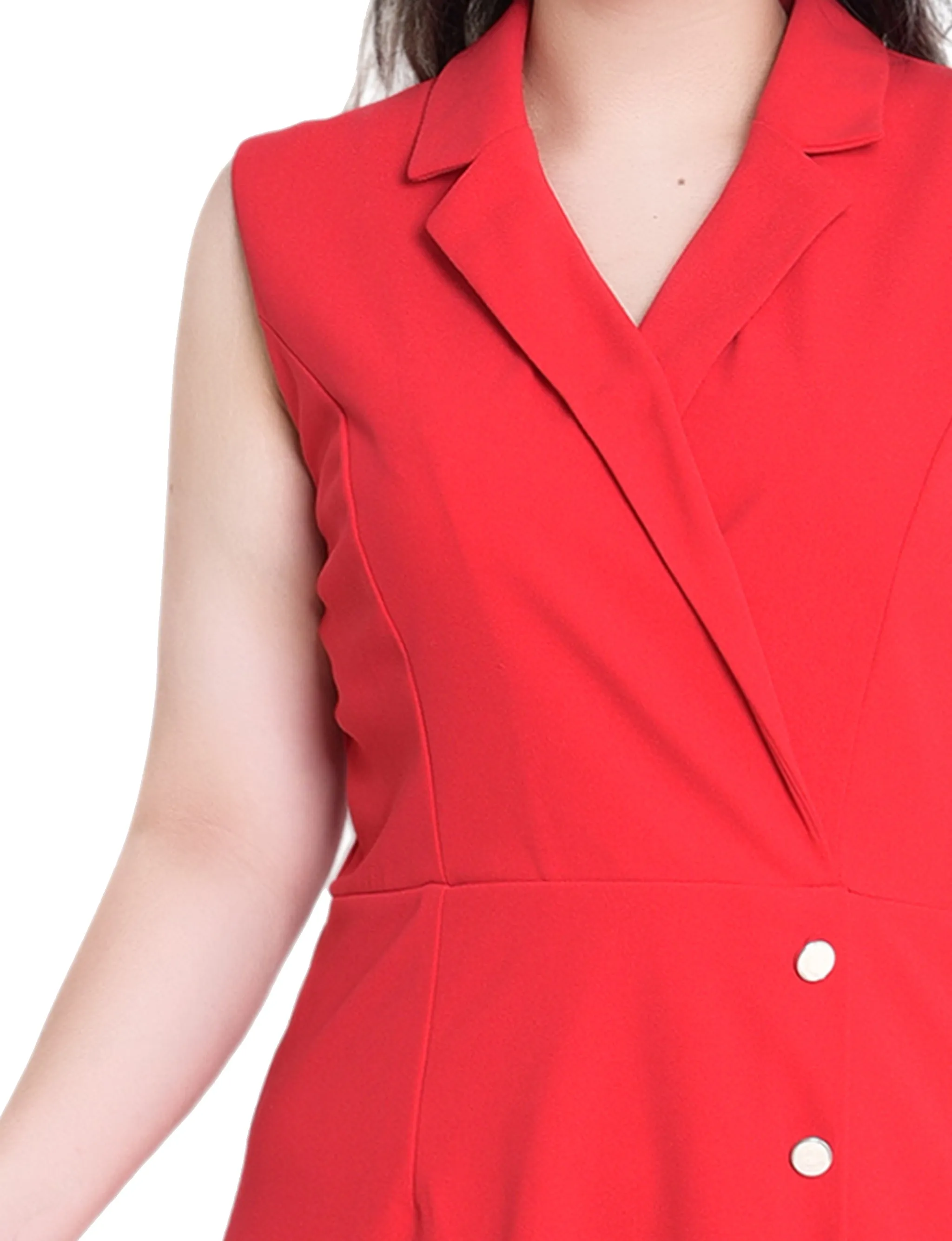 Fire Red Sleeveless Suit With Pleated Skirt sold by Dress Barn product image thumbnail 2