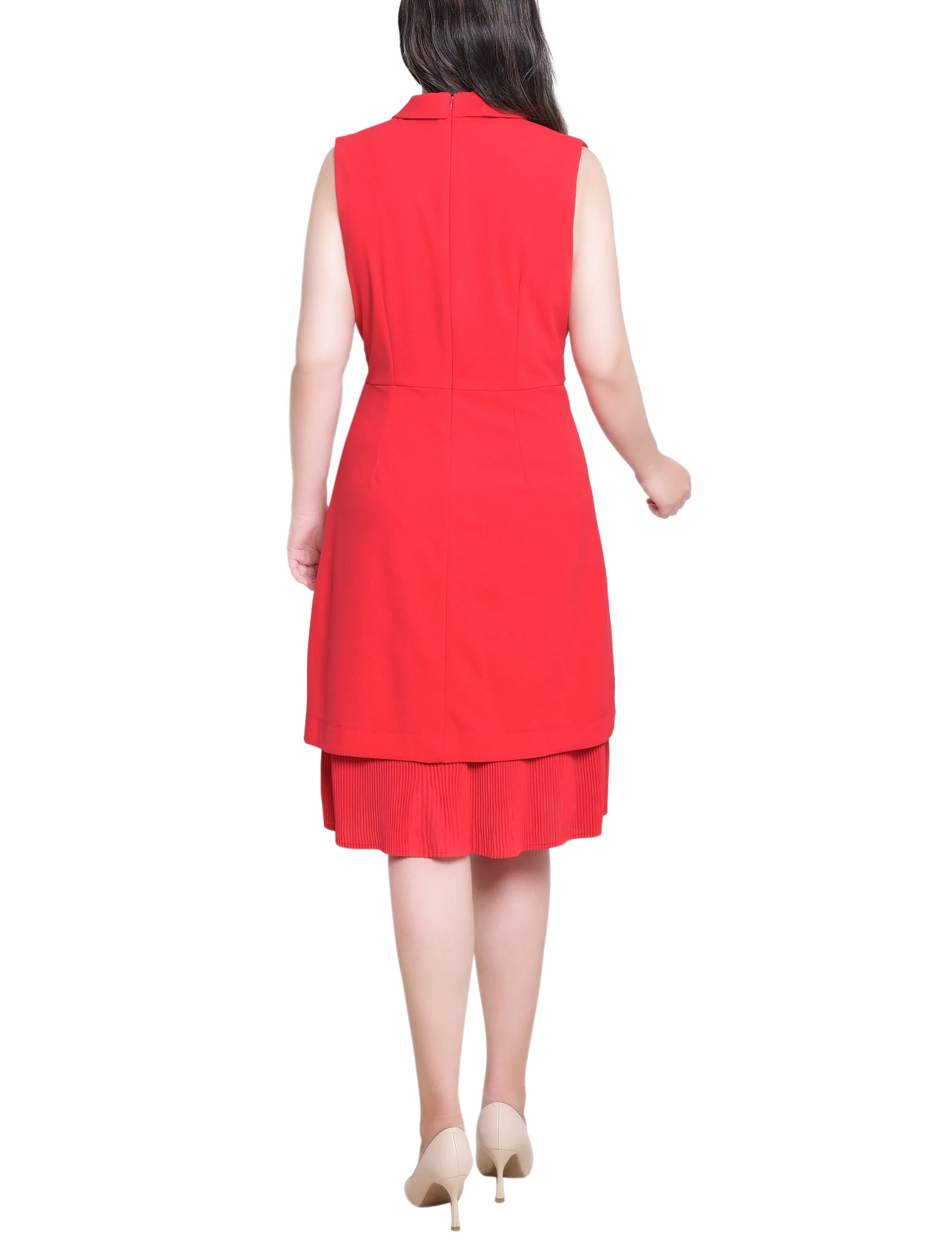 Fire Red Sleeveless Suit With Pleated Skirt sold by Dress Barn product image thumbnail 4