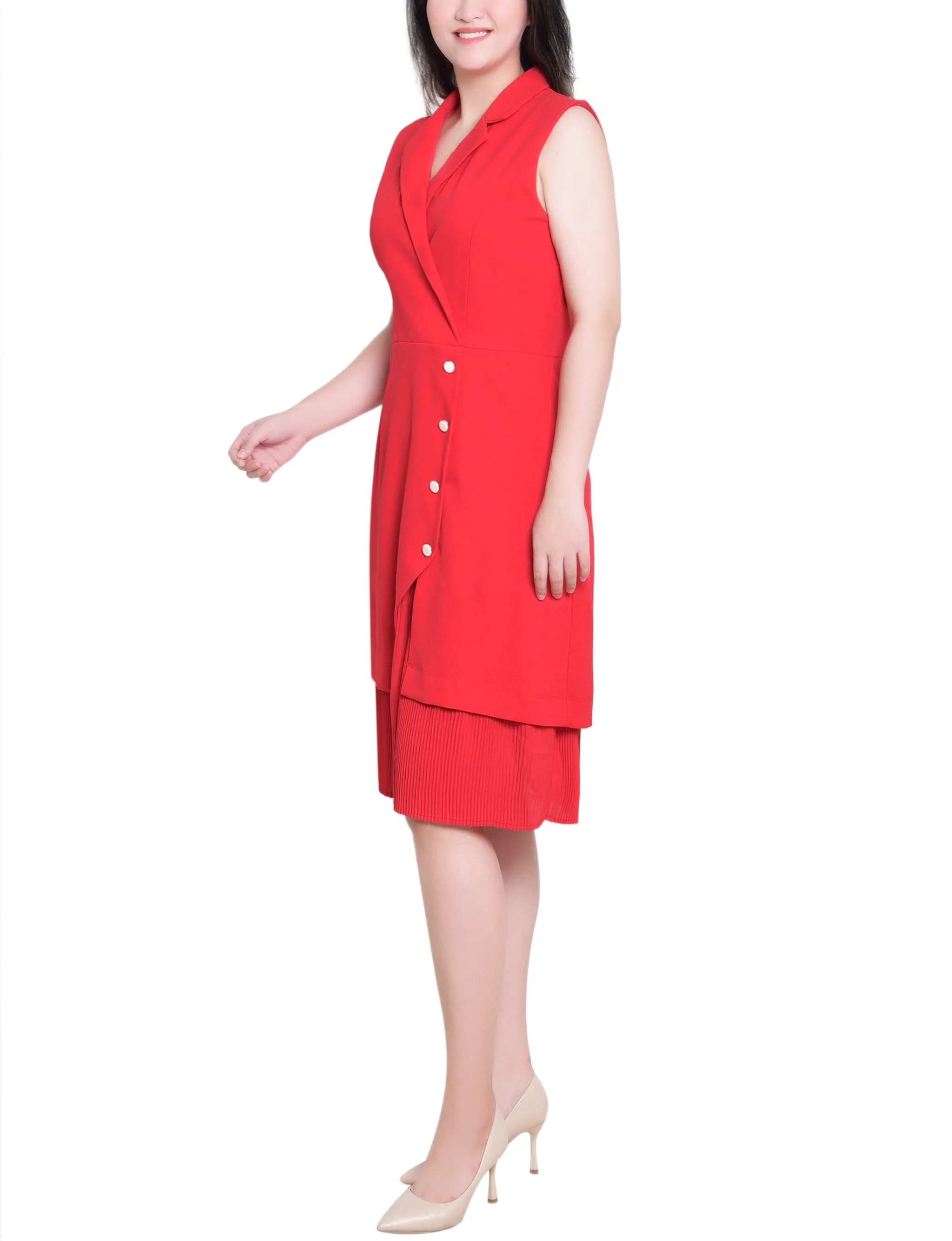 Fire Red Sleeveless Suit With Pleated Skirt sold by Dress Barn product image thumbnail 3