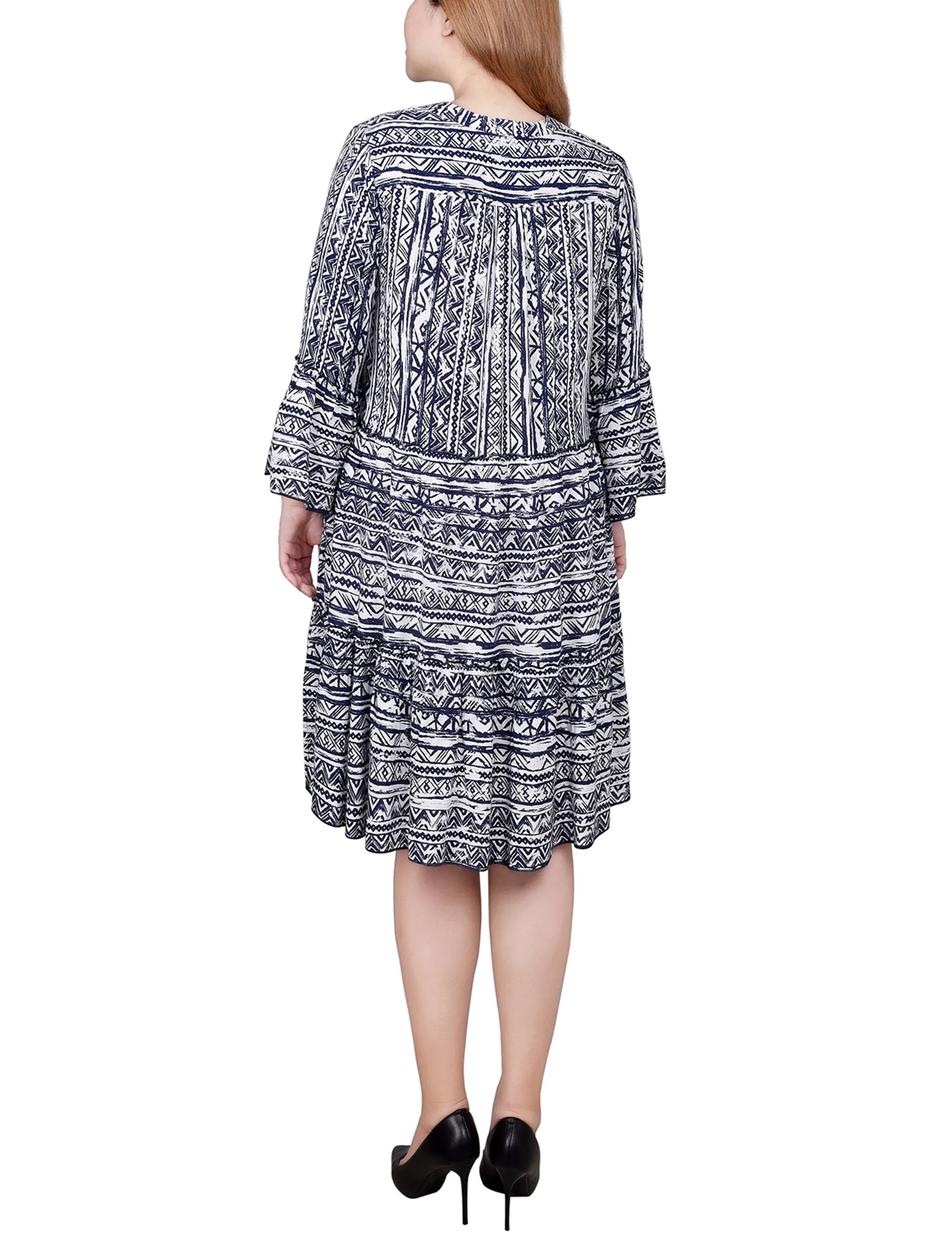 Navy Boho 3/4 Sleeve Tiered Dress sold by Dress Barn product image thumbnail 4