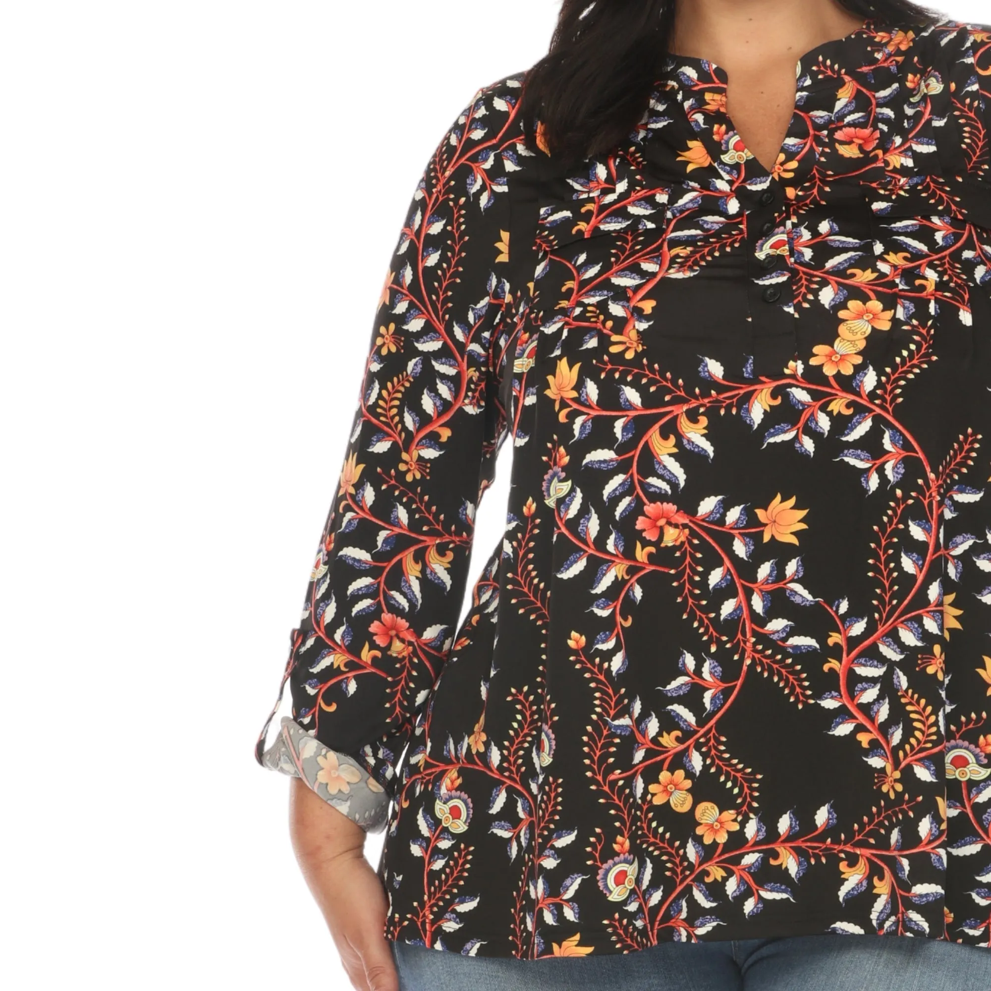 Paisley Button Front Tunic Top - Plus sold by Dress Barn product image thumbnail 3