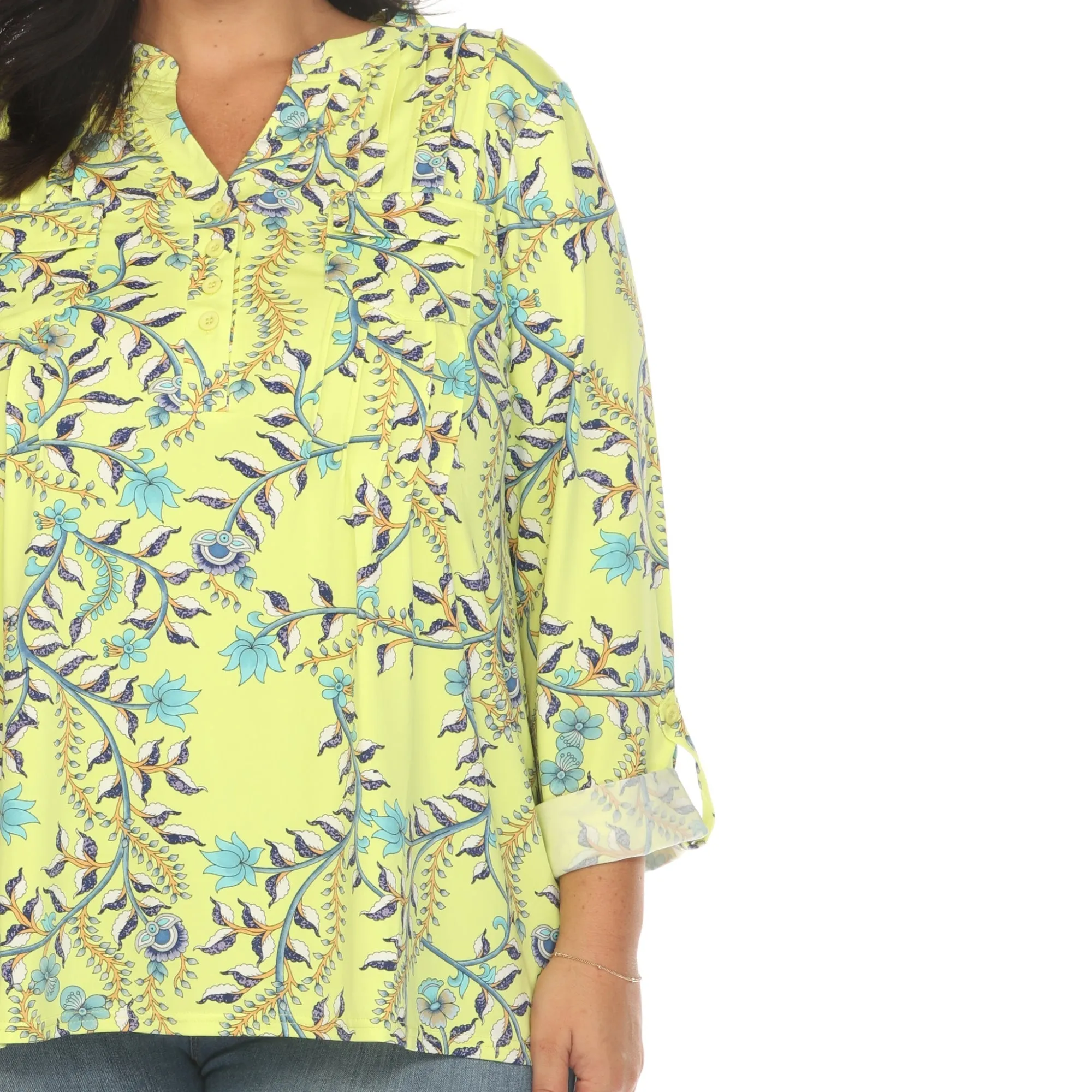 Paisley Button Front Tunic Top - Plus sold by Dress Barn product image thumbnail 5