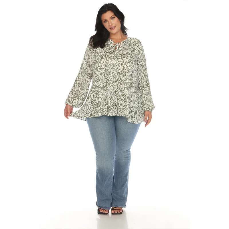 Women's Printed Peasant Blouse - Plus sold by Dress Barn
