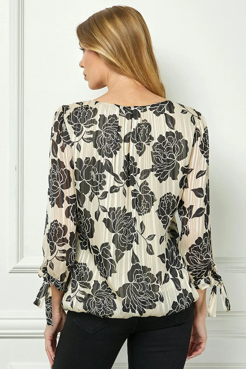 Bubble Hem 3/4 Tie Sleeve Blouse in Beige sold by Dress Barn product image thumbnail 4