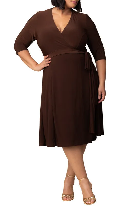 Essential Wrap Dress - Chocolate - Plus sold by Dress Barn