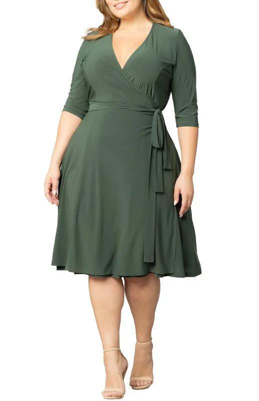 Essential Wrap Dress - Olive Green - Plus sold by Dress Barn