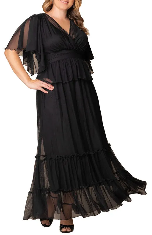 Graceful Tiered Mesh Gown - Plus sold by Dress Barn
