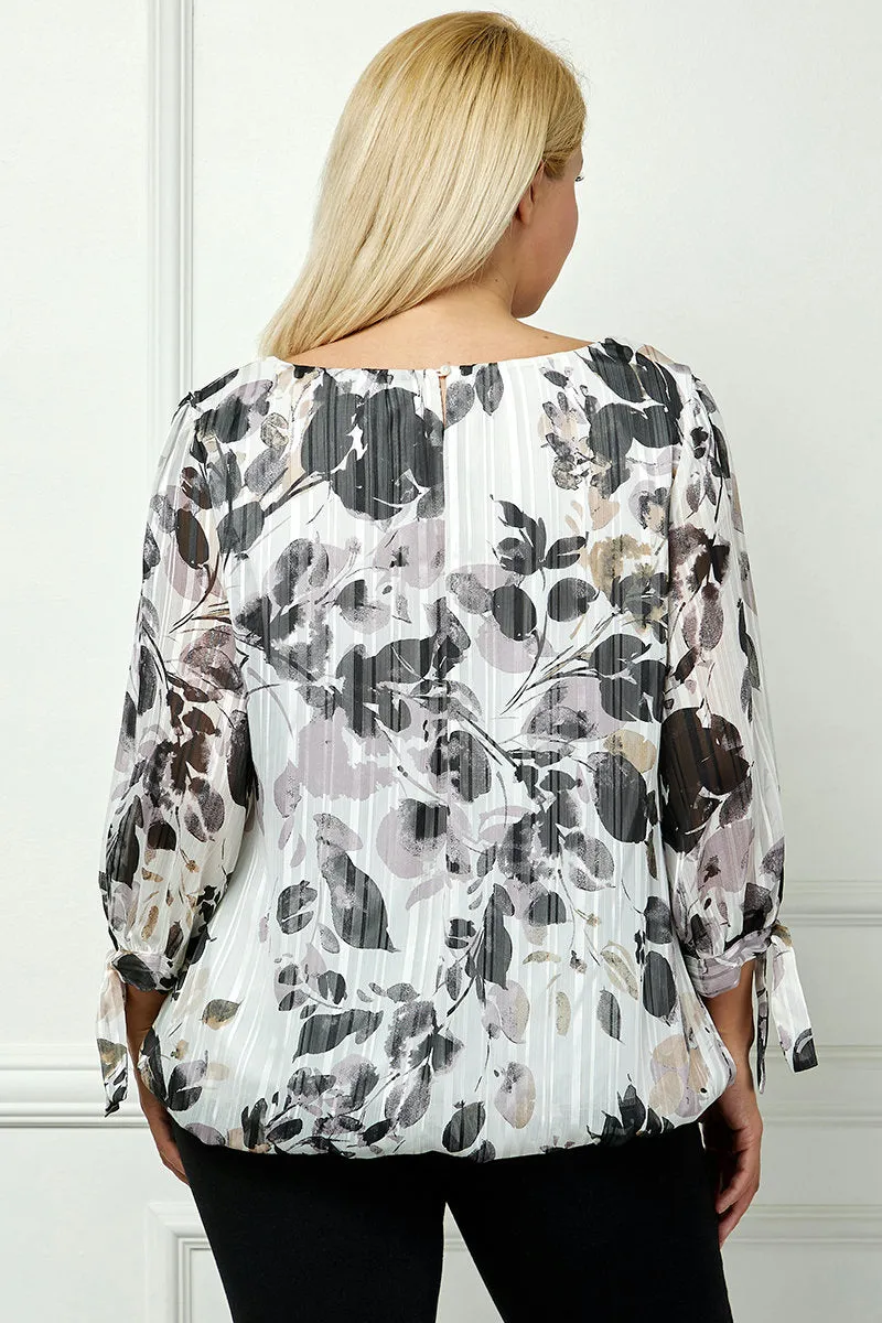 Bubble Hem 3/4 Tie Sleeve Blouse - Ivory - Plus sold by Dress Barn product image thumbnail 4