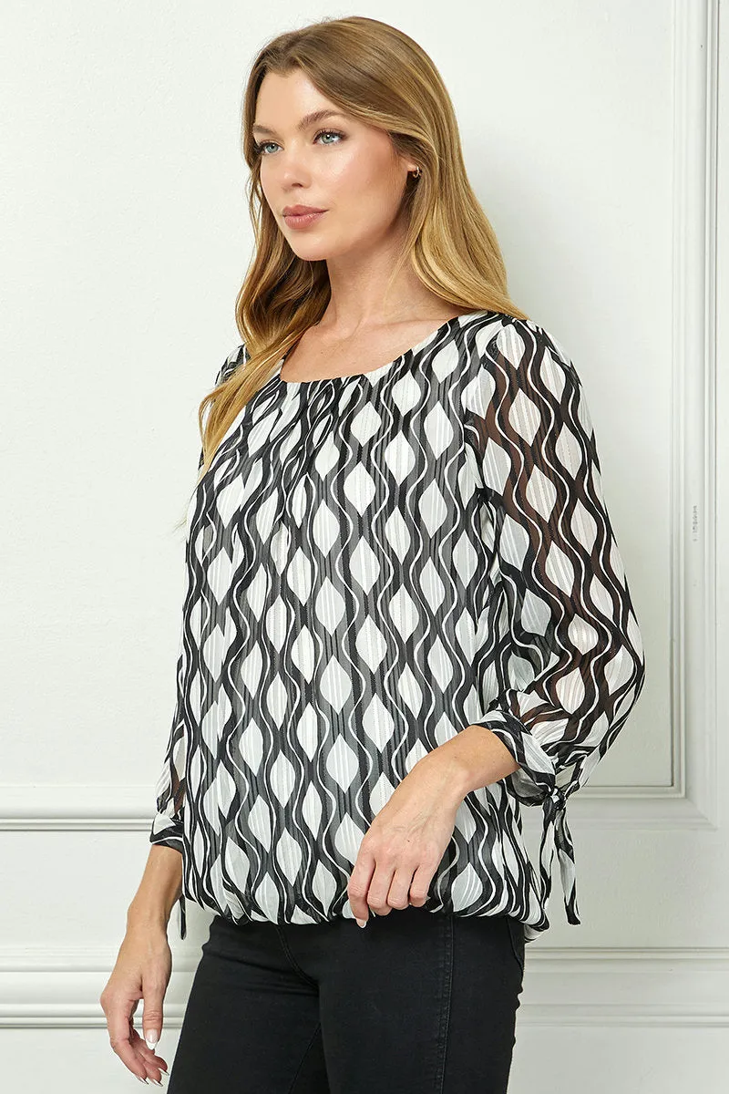 Bubble Hem 3/4 Tie Sleeve Blouse - White sold by Dress Barn product image thumbnail 3