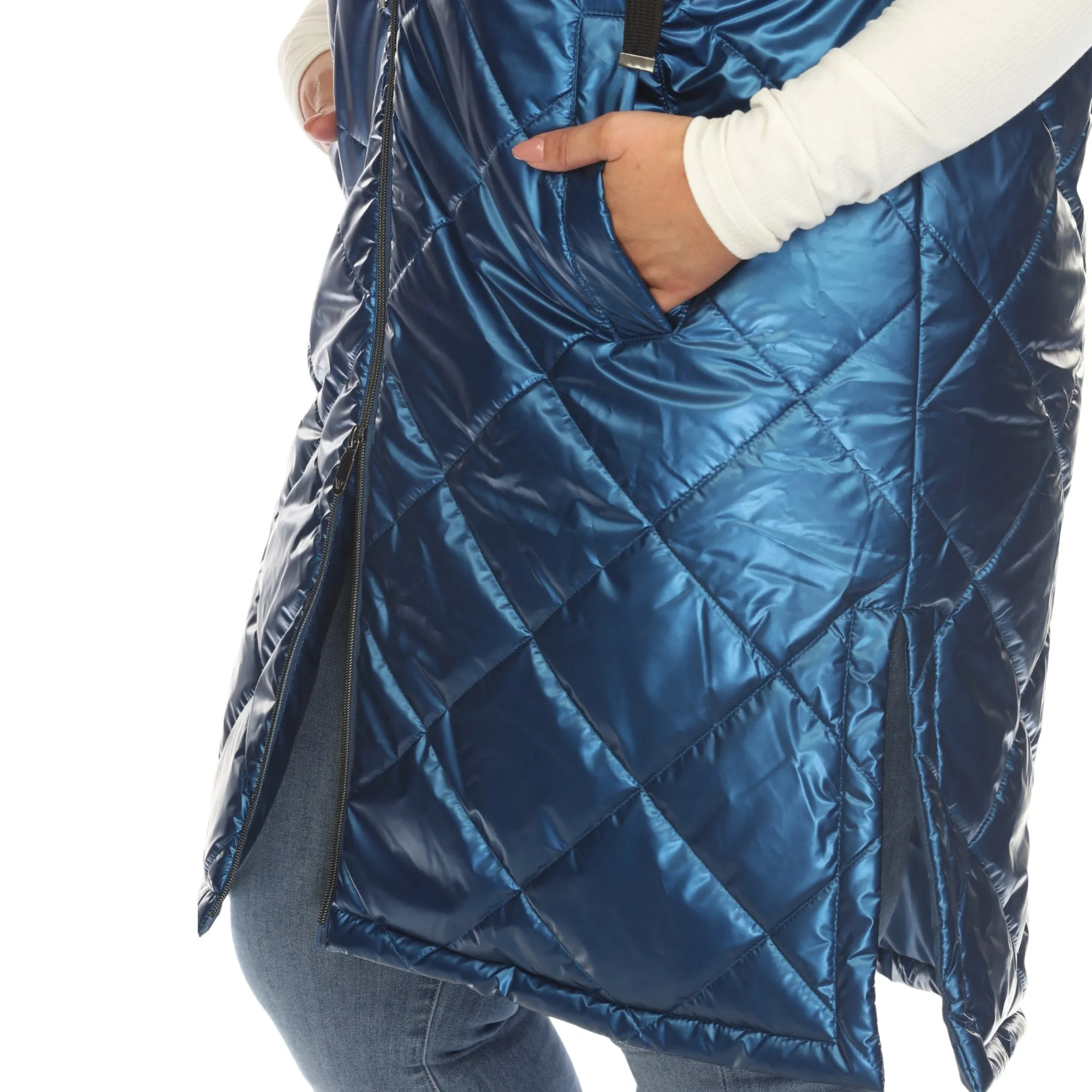 Metallic Diamond Quilted Puffer Vest - Plus sold by Dress Barn product image thumbnail 3