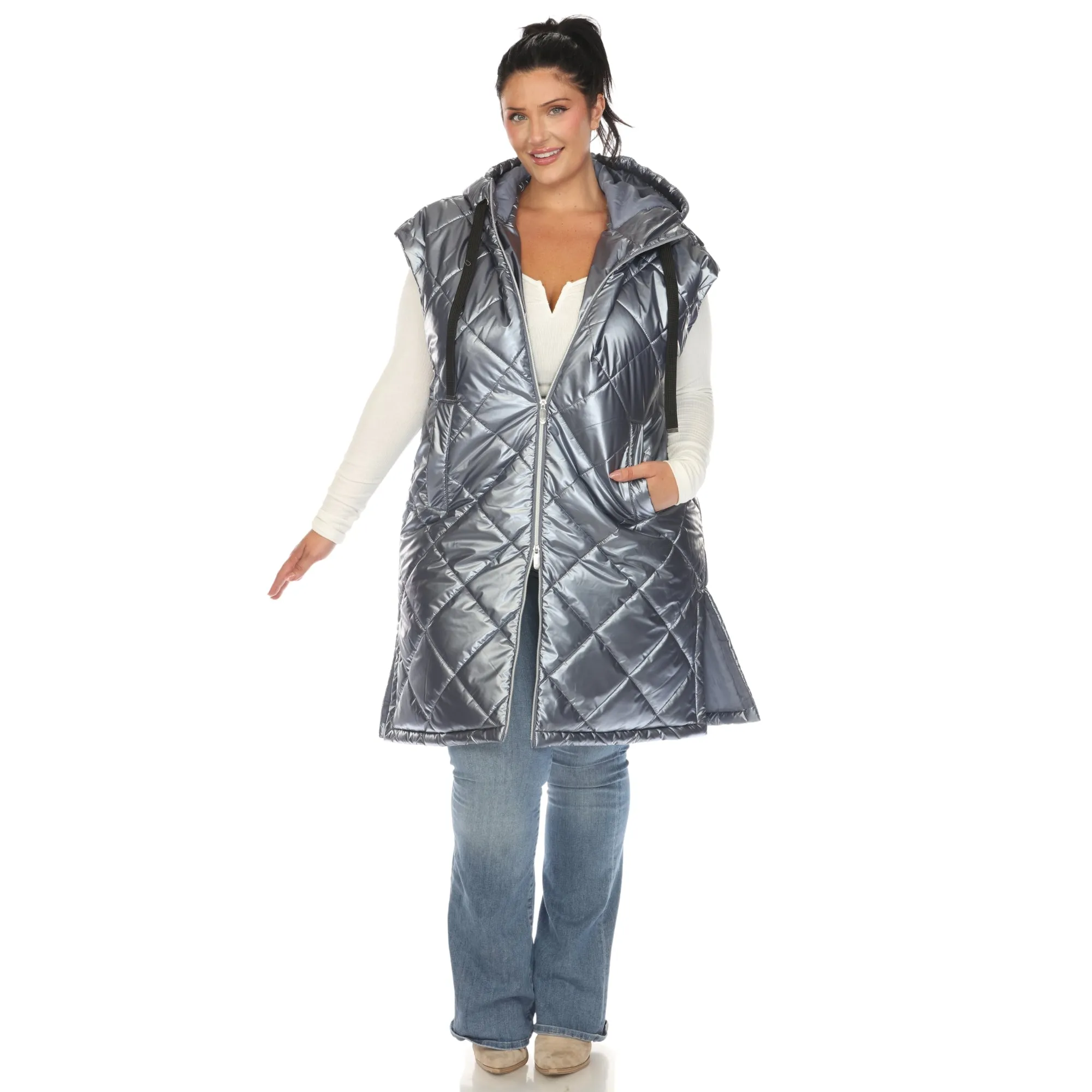 Metallic Diamond Quilted Puffer Vest - Plus sold by Dress Barn product image thumbnail 4