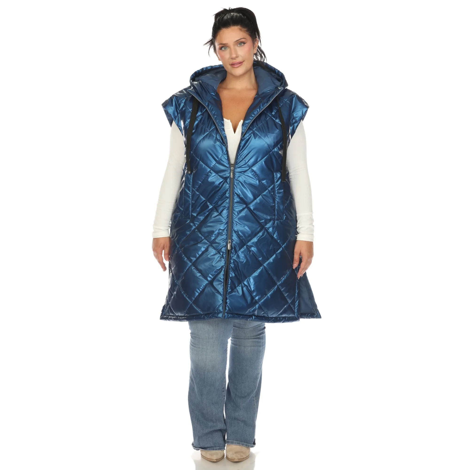 Metallic Diamond Quilted Puffer Vest - Plus sold by Dress Barn