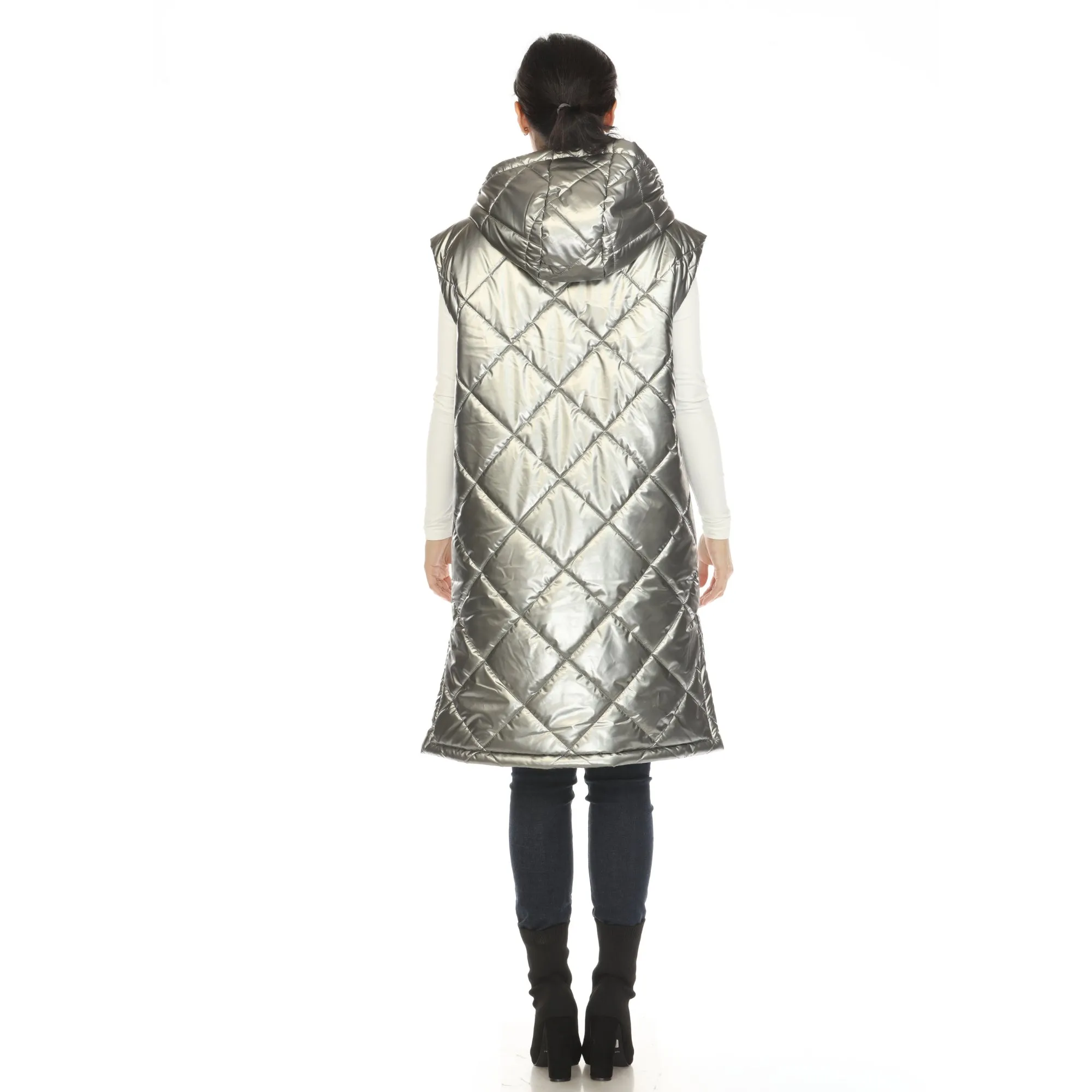 Women's Metallic Long Puffer Vest sold by Dress Barn product image thumbnail 2