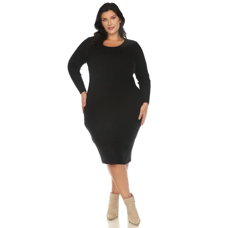 Long Sleeve Rib Midi Sweater Dress - Plus sold by Dress Barn