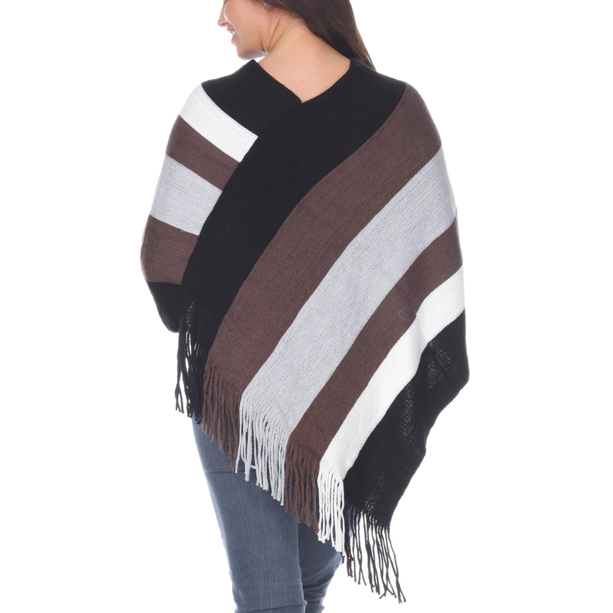 Women's Striped Knit Fringe Poncho sold by Dress Barn product image thumbnail 3