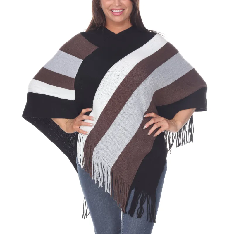 Women's Striped Knit Fringe Poncho sold by Dress Barn
