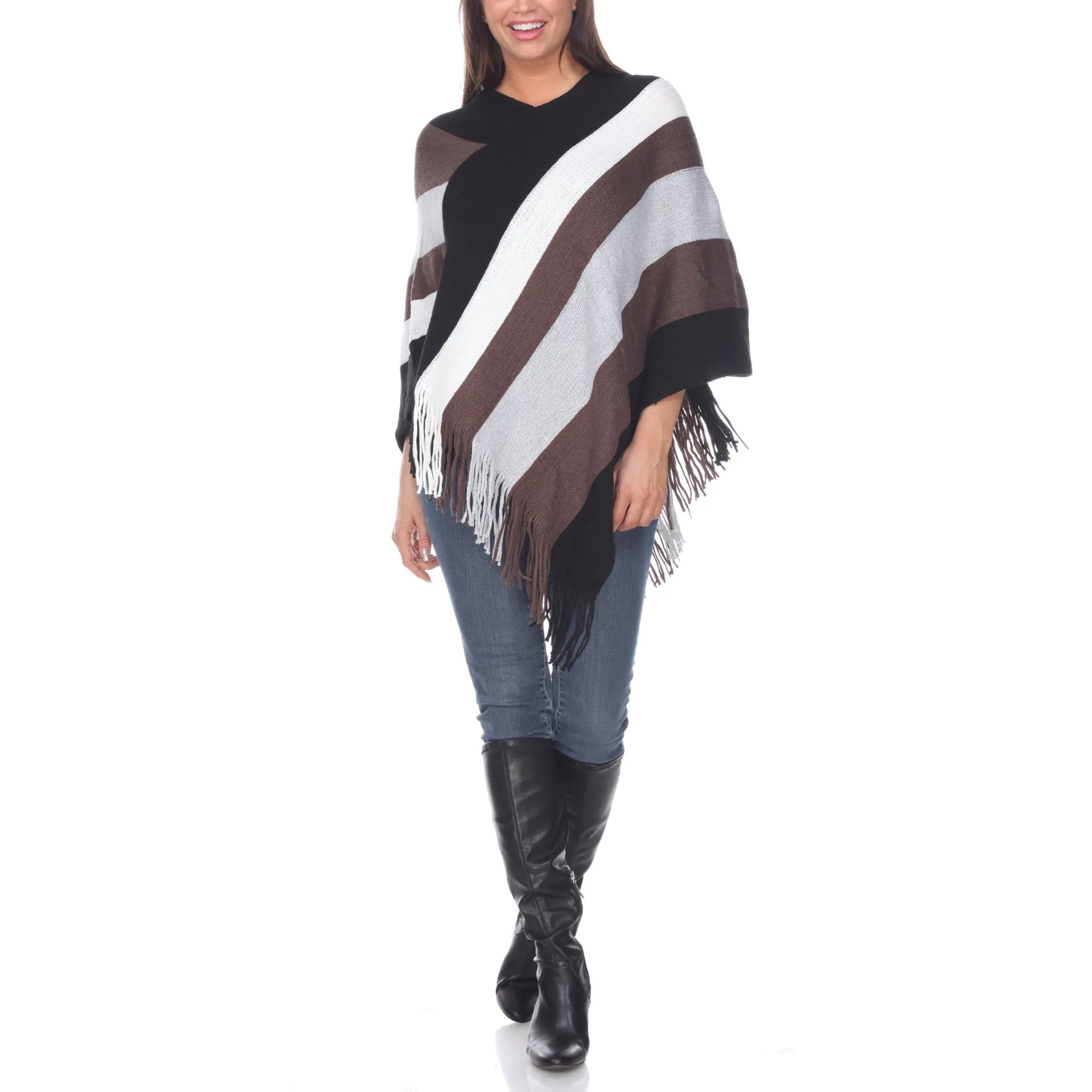 Women's Striped Knit Fringe Poncho sold by Dress Barn product image thumbnail 5