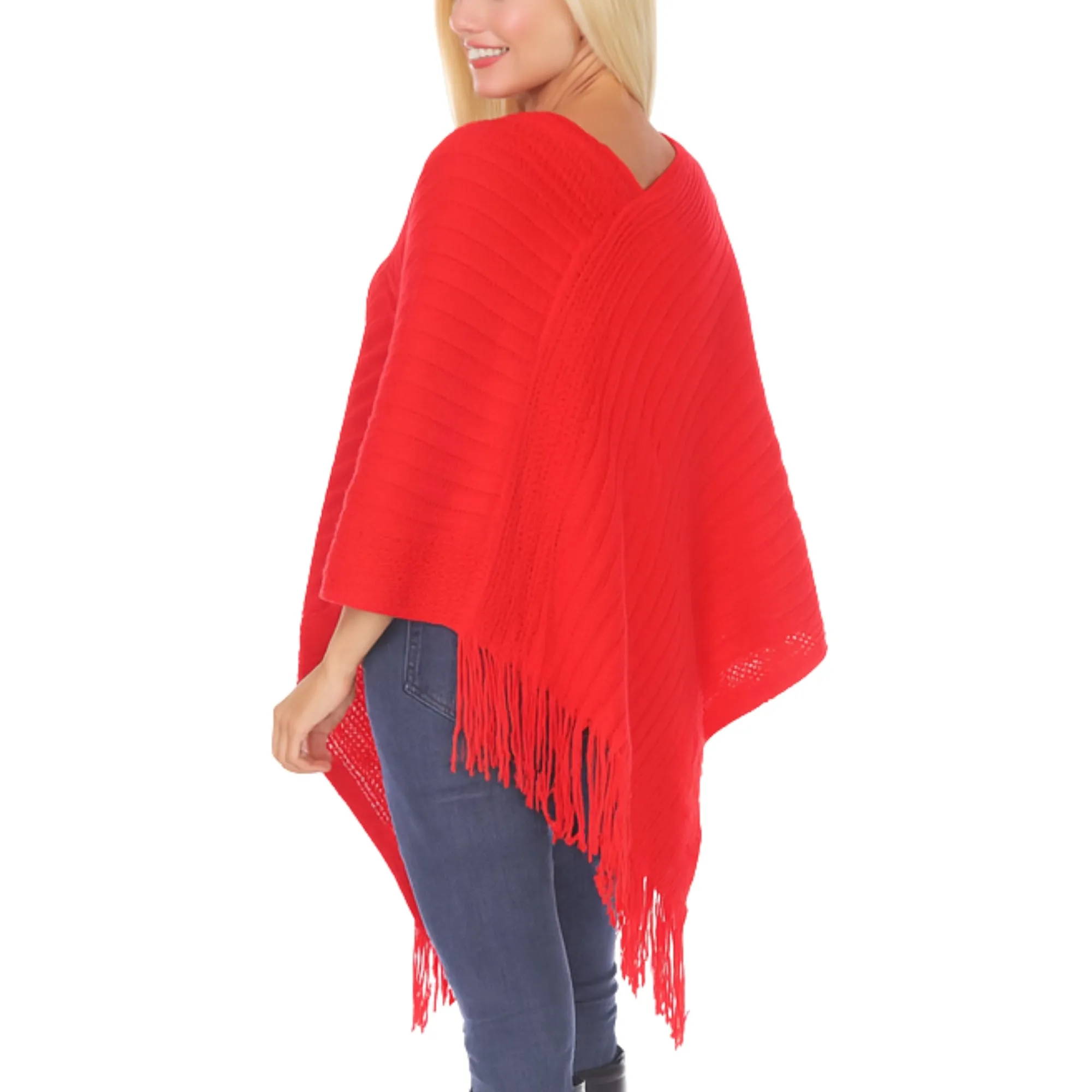 Women's Pullover Knit Poncho with Tassel Trim sold by Dress Barn product image thumbnail 3