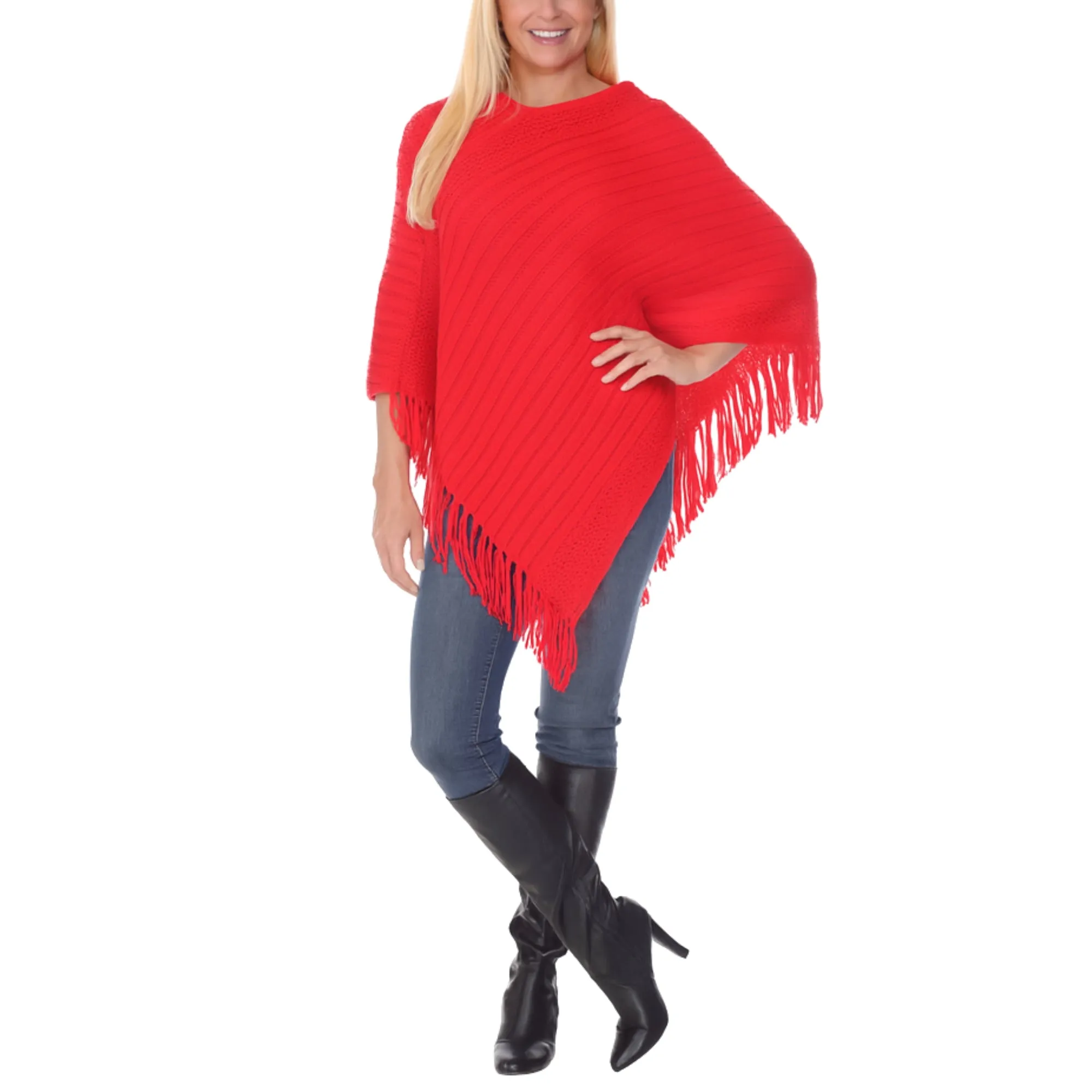 Women's Pullover Knit Poncho with Tassel Trim sold by Dress Barn product image thumbnail 4