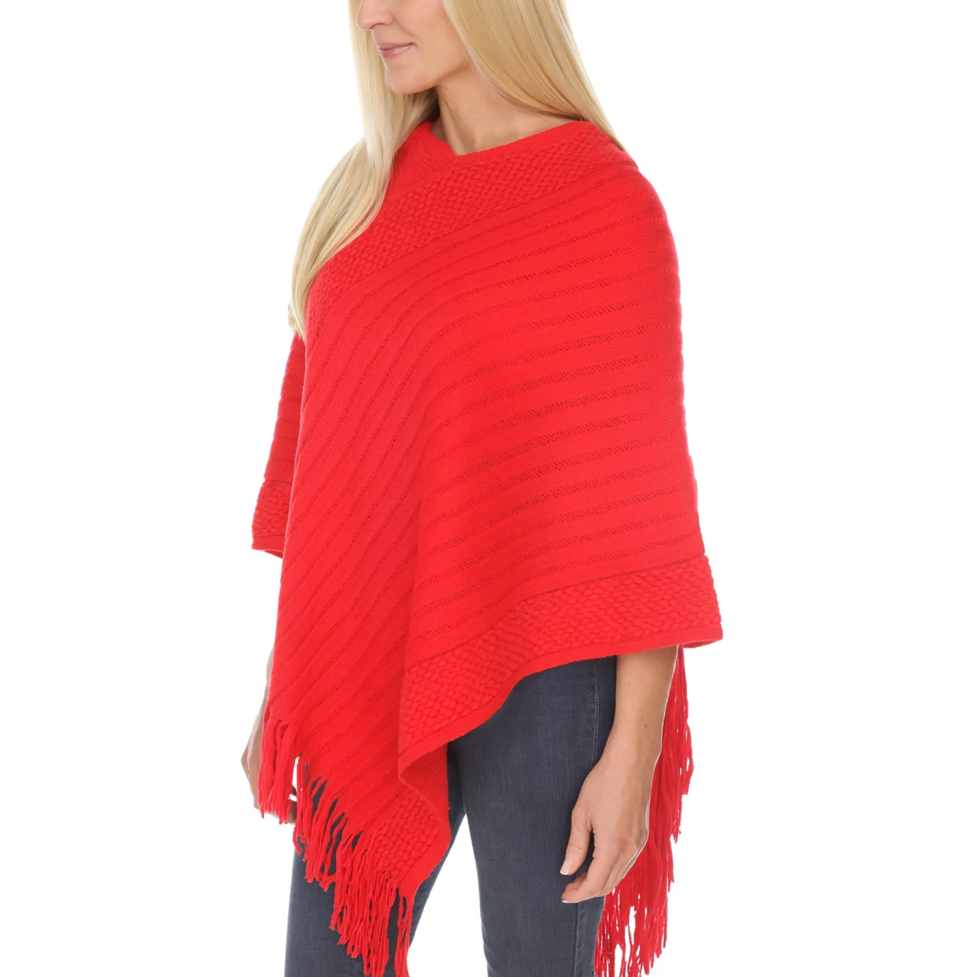 Women's Pullover Knit Poncho with Tassel Trim sold by Dress Barn product image thumbnail 2