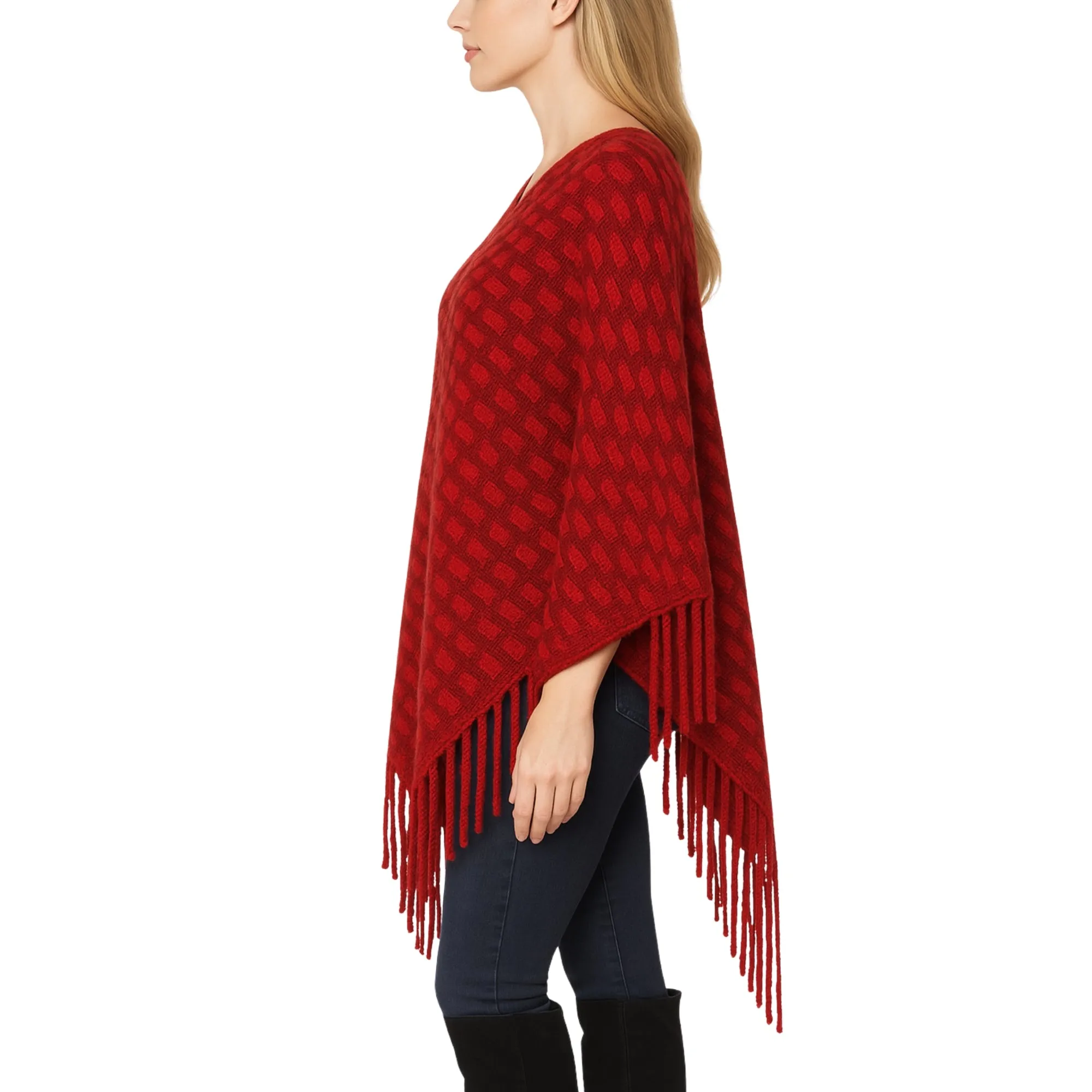 Women's Textured Fringed Poncho sold by Dress Barn product image thumbnail 3