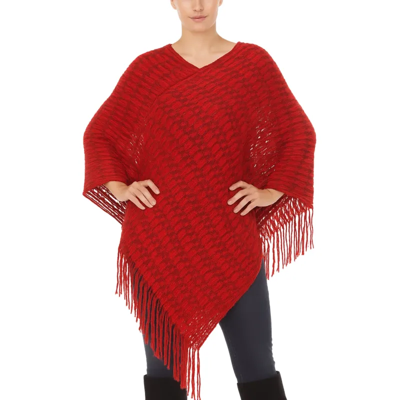 Women's Textured Fringed Poncho sold by Dress Barn
