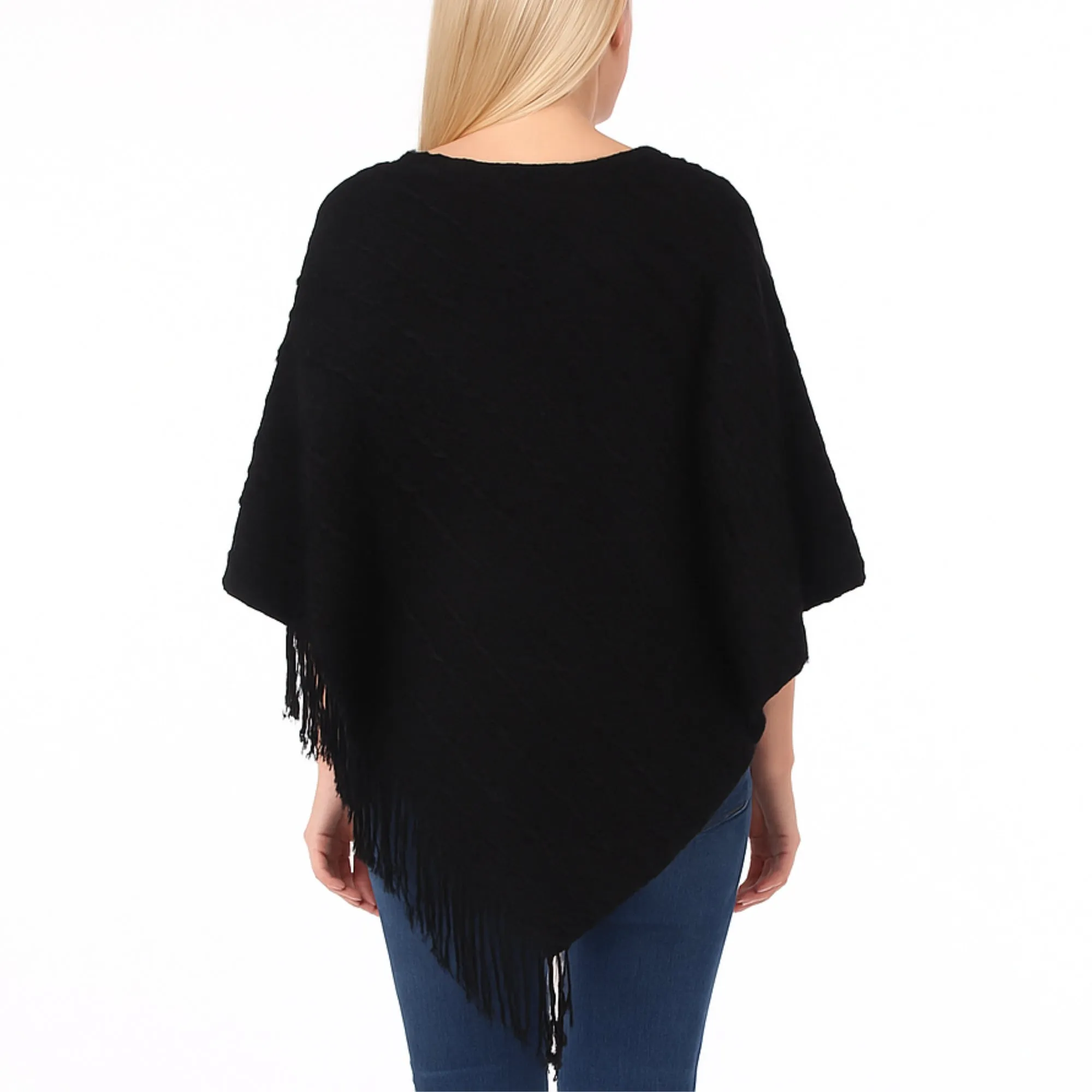 Women's Lightweight Textured Knit Poncho - Black sold by Dress Barn product image thumbnail 3