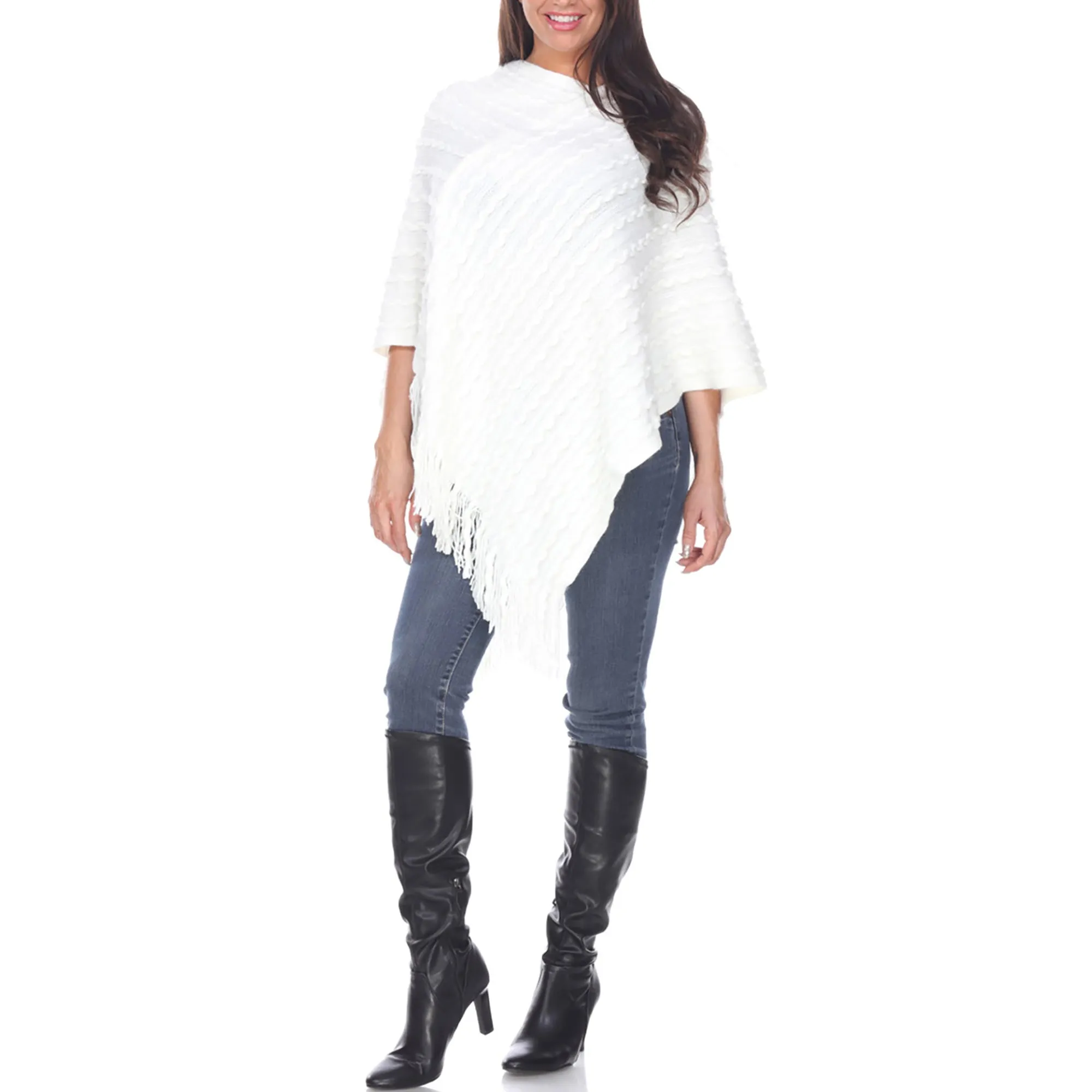 Women's Lightweight Textured Knit Poncho - White sold by Dress Barn product image thumbnail 3