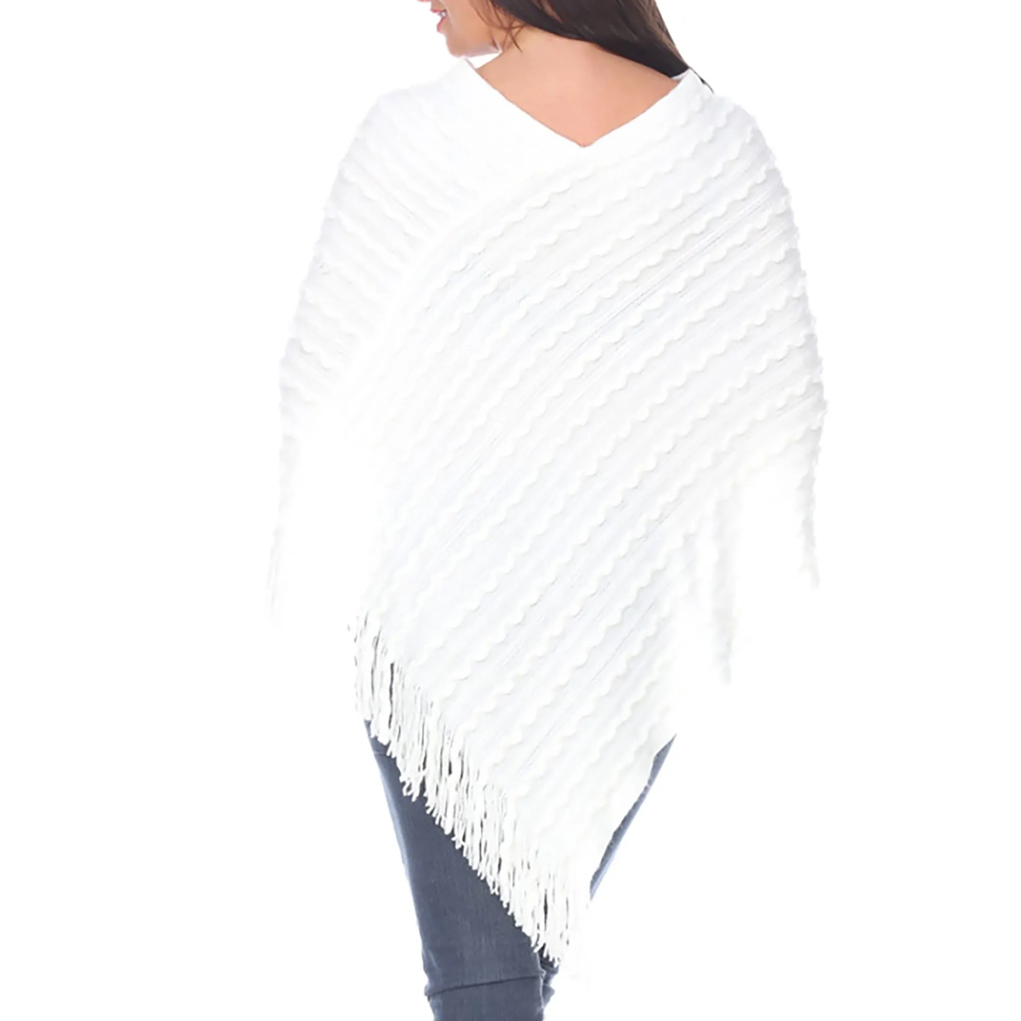 Women's Lightweight Textured Knit Poncho - White sold by Dress Barn product image thumbnail 2