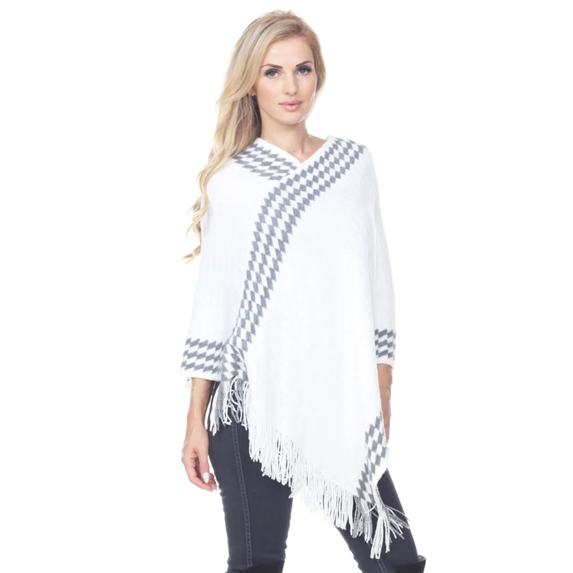 Women's Knit Poncho with Fringe Hem sold by Dress Barn