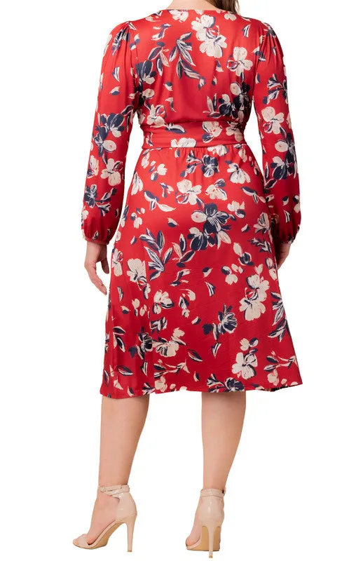 Diana Long Sleeve Midi Dress - Red Floral - Plus sold by Dress Barn product image thumbnail 3