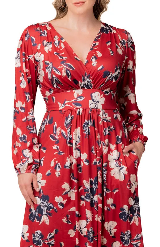 Diana Long Sleeve Midi Dress - Red Floral - Plus sold by Dress Barn product image thumbnail 4