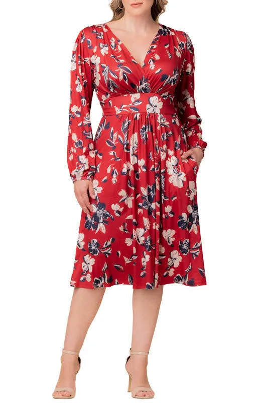Diana Long Sleeve Midi Dress - Red Floral - Plus sold by Dress Barn product image thumbnail 2