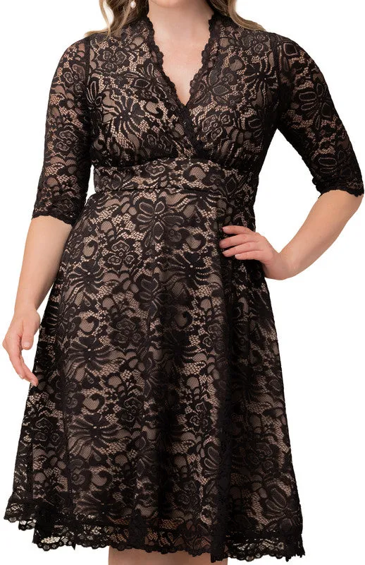 Mademoiselle Lace Cocktail Dress - Black Nude - Plus sold by Dress Barn product image thumbnail 3