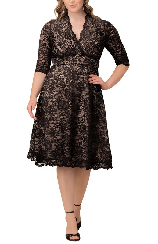 Mademoiselle Lace Cocktail Dress - Black Nude - Plus sold by Dress Barn