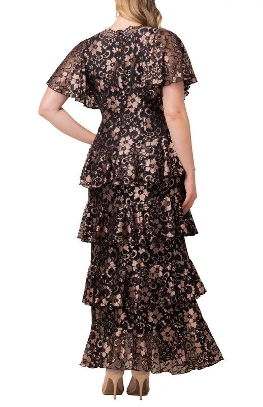 Mon Ange Tiered Lace Evening Gown - Rose Gold - Plus sold by Dress Barn product image thumbnail 2
