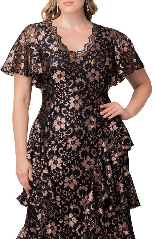 Mon Ange Tiered Lace Evening Gown - Rose Gold - Plus sold by Dress Barn product image thumbnail 3