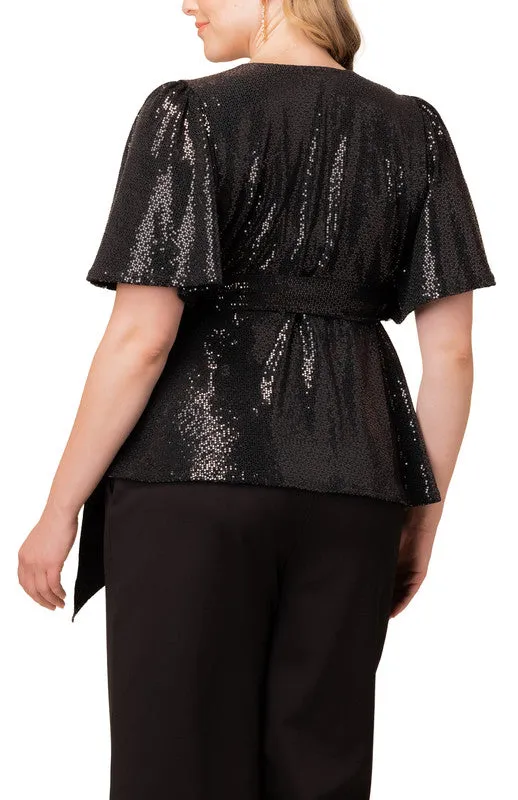 Shimmering Sequin Wrap Top - Plus sold by Dress Barn product image thumbnail 2