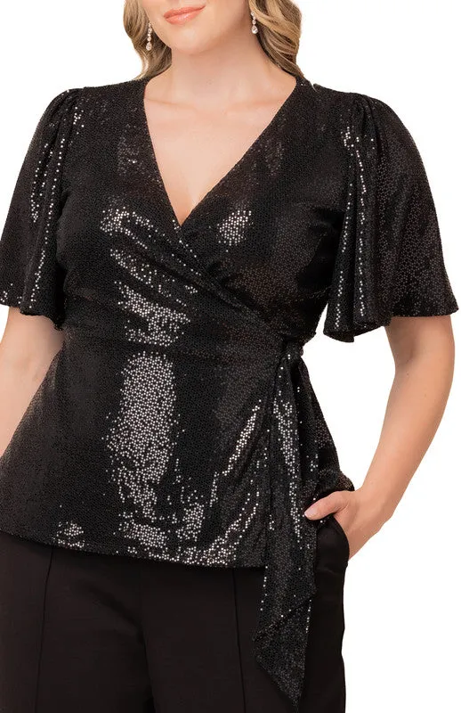 Shimmering Sequin Wrap Top - Plus sold by Dress Barn product image thumbnail 3