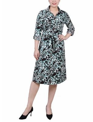 3/4 Roll Tab Sleeve Belted Shirtdress sold by Dress Barn