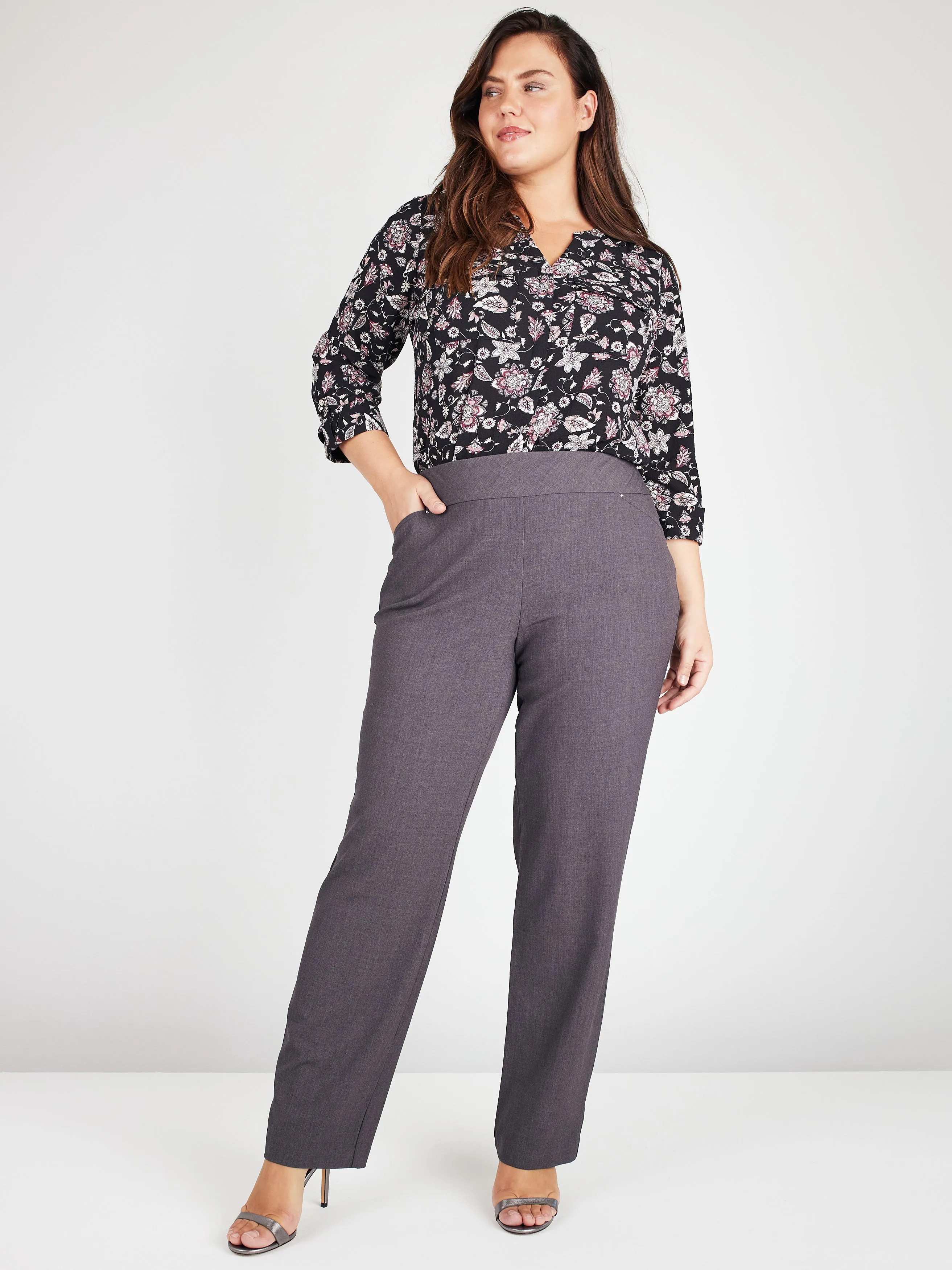 Roz & Ali™ Secret Agent Pull On Tummy Control Pants Cateye Pockets with Rivets, Plus sold by Dress Barn product image thumbnail 2